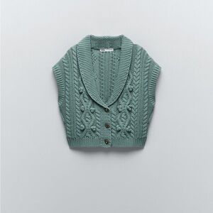 Zara Knit Vest with shawl collar NWT